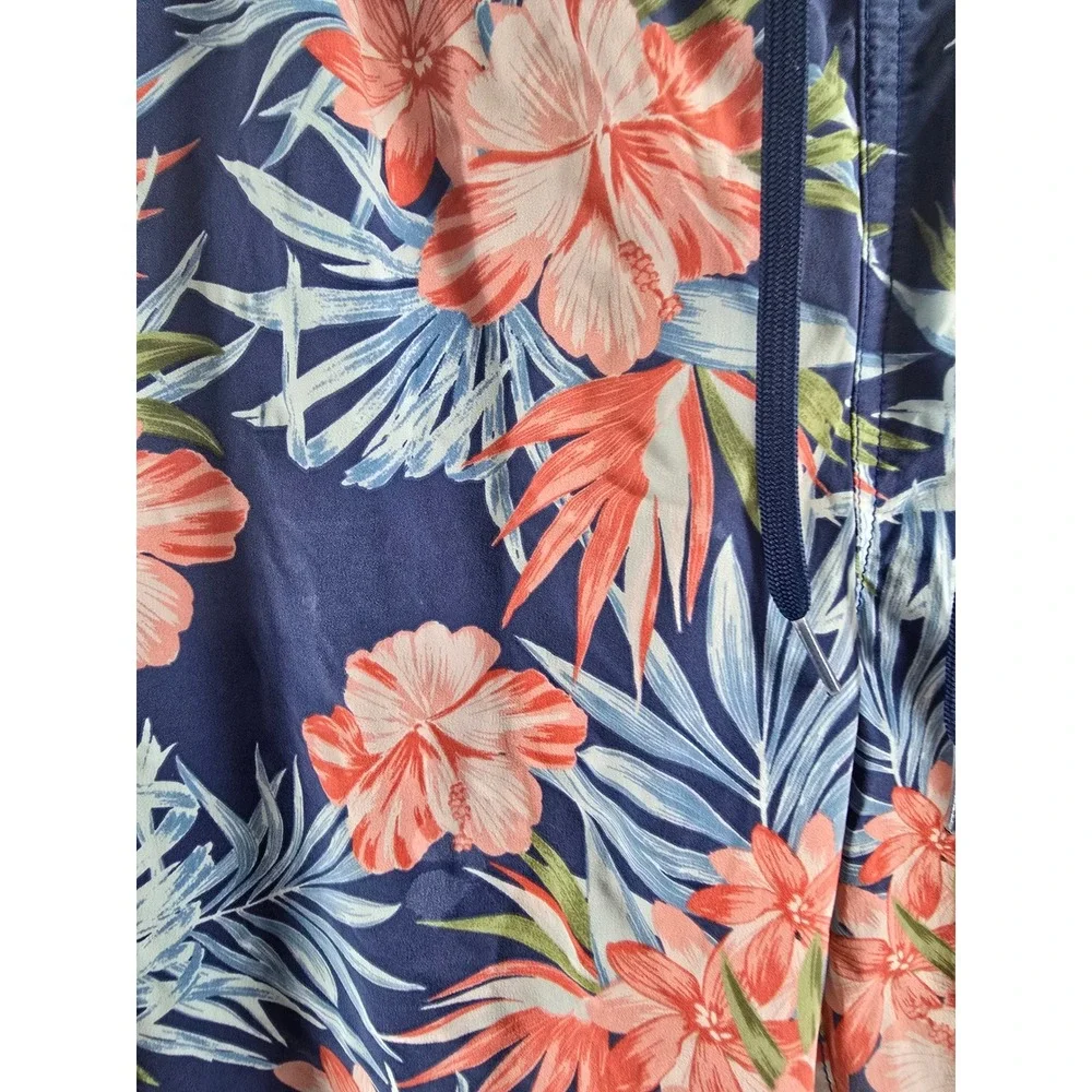 Kirkland Signature Mens XL Tropical Hibiscus Swim Trunks Navy Floral Board Short